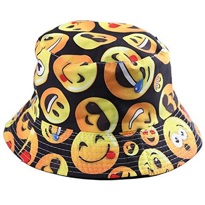 BYOS Unisex Trendy Reversible Lightweight Printed Bucket Hat Packable Outdoor - color: Black