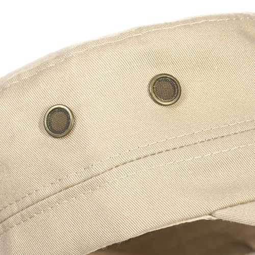Unisex Classic Cadet Army Hat Flat Top Baseball Cap Military Hats - color: Beige