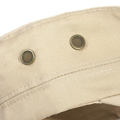 Unisex Classic Cadet Army Hat Flat Top Baseball Cap Military Hats - color: Beige