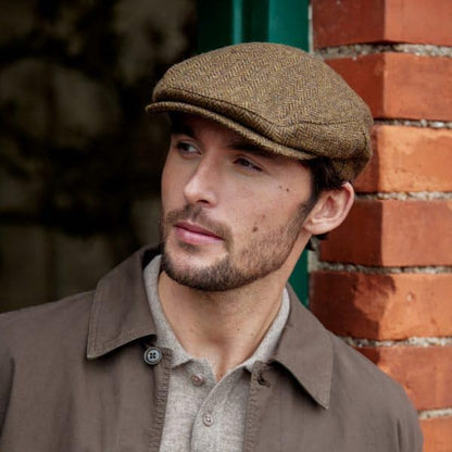 Biddy Murphy Newsboy Flat Cap, 100% Irish Wool - Made in Ireland - color: Brown, size: X-Large
