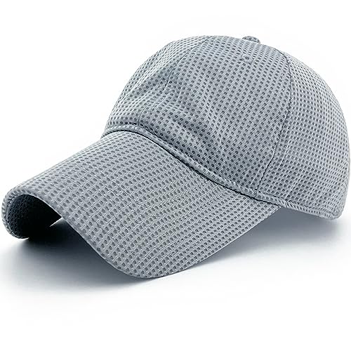 Long Brim Golf/Running Hat Full Mesh Baseball Cap Breathable - color: Light-grey, size: X-Large-XX-Large