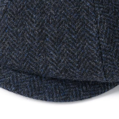 FEINION Men 8 Panel Herringbone Wool Newsboy Cap - color: Herringbone Navy, size: 7 1/2