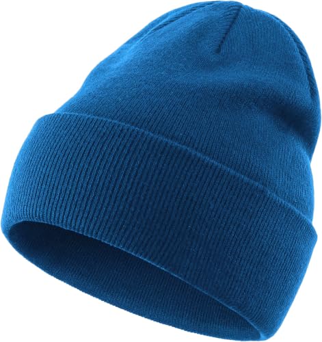 100% Cotton Beanie for Women Men Soft Knit Beanies Warm Winter Hat - color: Blue