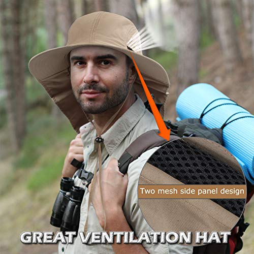 Tirrinia Neck Flap Fishing Safari Cap for Men - color: Tan