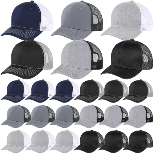 Suhine 24 Pcs Blank Trucker Hat Bulk,Unisex Baseball Cap - color: Dark Color2