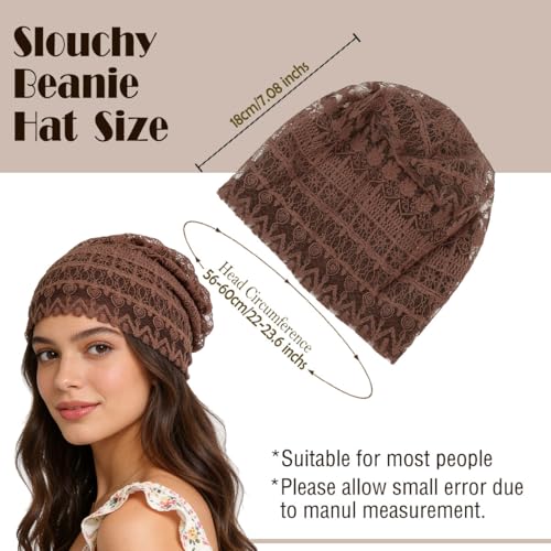 Crochet Slouchy Beanie Hat Turbans Headware for Women - color: Bea12 - Brown