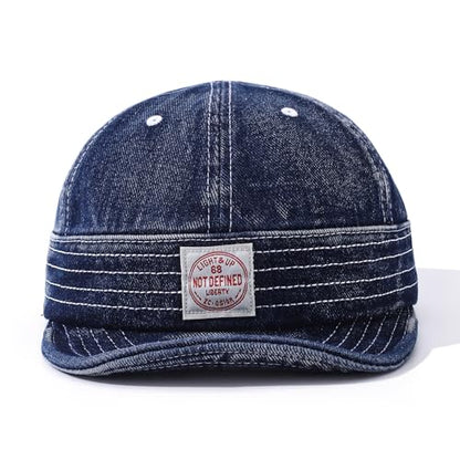 Denim Short Brim Hats for Men Women Stylish Short Bill Baseball Cap Soft Flat Brim Snapback Trucker Hat Cadet Cap - color: Mg-dym2574-dark Blue