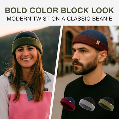 TOP-EX Merino Wool Fisherman Beanie for Men Women, Knit Watch Cap Winter - color: Gray, size: Medium-Large