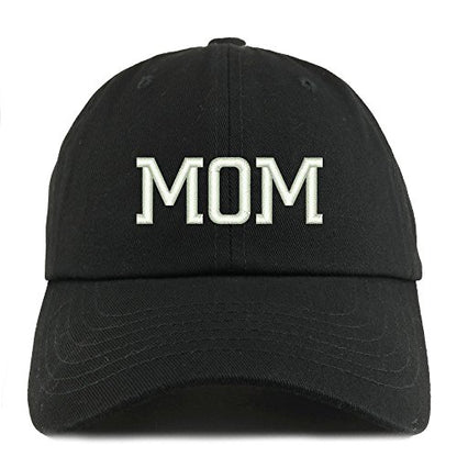 Trendy Apparel Shop Mom Embroidered Low Profile Soft Cotton Dad Hat Cap - color: Black