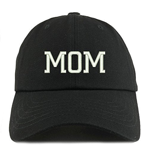 Trendy Apparel Shop Mom Embroidered Low Profile Soft Cotton Dad Hat Cap - color: Black