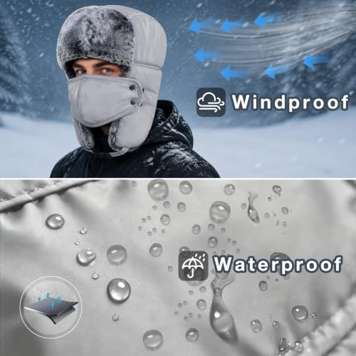 mysuntown Warm Winter Hats for Women Men with Ear Flaps for Cold Weather - color: Grey