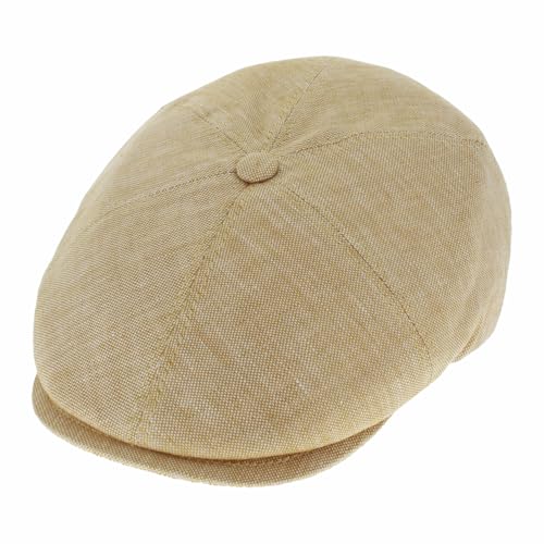 Hats in the Belfry Verona Newsboy Cap, 6 Panel, 100% Linen, Mustard Yellow, Classic Italian Heritage Style, Men's - size: X-Large