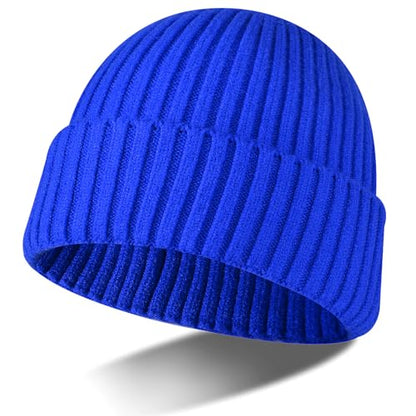 Beanie Warm Cap Knitted Thick Hat Double Layer Skull Ski Cap Winter Soft Elastic Windproof Unisex Men Women - color: Blue