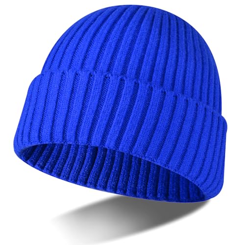 Beanie Warm Cap Knitted Thick Hat Double Layer Skull Ski Cap Winter Soft Elastic Windproof Unisex Men Women - color: Blue