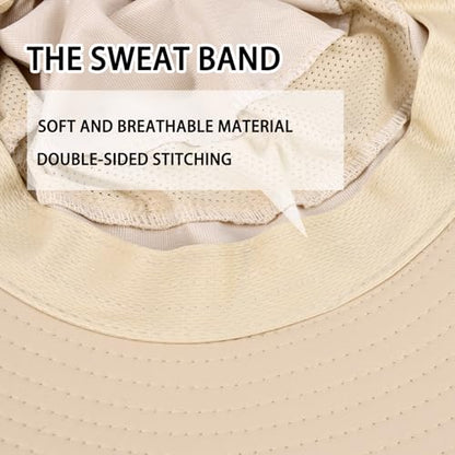 ZOORON Sun Hats for Men Women with Neck Flap Fishing UPF 50+ UV Protection - color: Beige (With Face Cover)