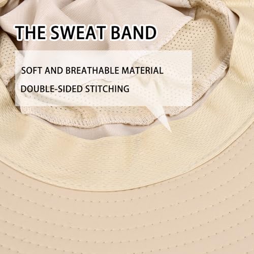 ZOORON Sun Hats for Men Women with Neck Flap Fishing UPF 50+ UV Protection - color: Beige (With Face Cover)