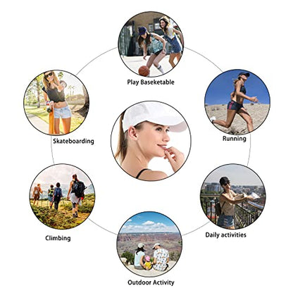 Womens Ponytail Hat Baseball Cap, Adjustable Criss Cross Baseball Cap High Bun Unisex Quick Drying Trucker Hats - color: Zwhite