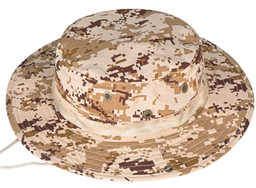 Rosoz Sun Hats for Men Women Bucket Hat UPF Protection Wide Brim Boonie Hat - color: 1pack-beige Digital