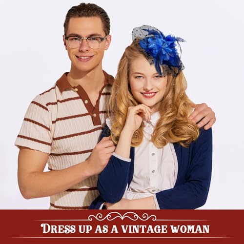 Jeyiour 15 Pcs Tea Party Fascinators for Women with Veil - color: Elegant Color