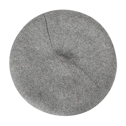 ZLYC Women French Beret Hat Reversible Solid Color Knit Warm Artist Cap - color: Knit Gray