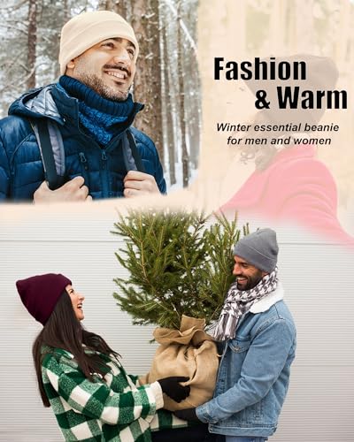 ROYBENS Warm Wool Beanie for Men Women, Thick Fleece Lined Knit Winter Hat - color: 1pcs-wine Red
