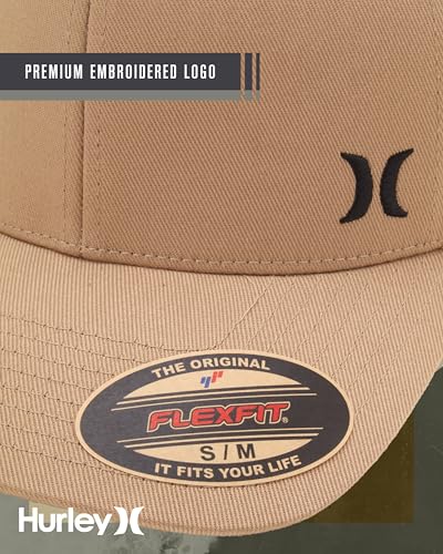 Hurley Mens Curved Brim Stretch Fitted Baseball Cap Lightweight - color: Khaki, size: Small-Medium