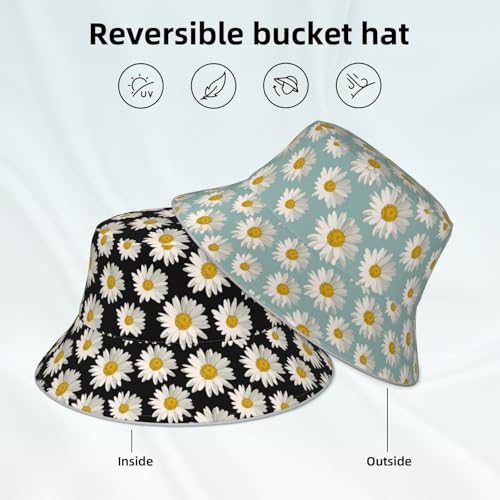 Bucket Hat Hat Reversible Fisherman Hats Double Sided Wearing Women Men - color: Black2