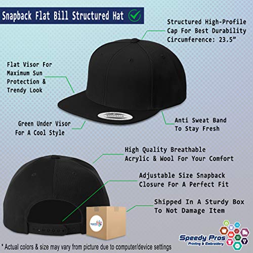 Speedy Pros Snapback Hats for Men & Women I'll Bring The Crown Acrylic Flat Bill Baseball Cap - color: Black