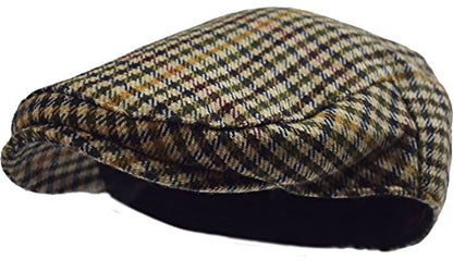 Wonderful Fashion Men's Herringbone Wool Tweed Newsboy IVY Cabbie Driving Hat - color: Camel Plaid