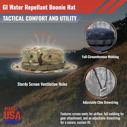 US Military Surplus GI Water Repellant Boonie Hat, Made in USA - color: Khaki, size: 7 1/4