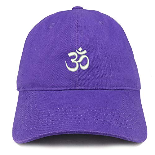 Trendy Apparel Shop Om Symbol Hinduism Embroidered Unstructured Cotton Dad Hat - color: Purple