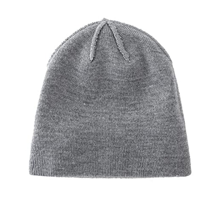Home Prefer Mens Winter Hats Acrylic Knit Cuff Beanie Cap Warm Womens Beanie Hat - color: Light Grey