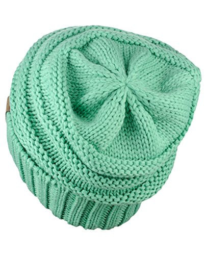NYFASHION101 Slouch Wrinkled Beanie Cap Slouchy Skull Hat - color: Sage