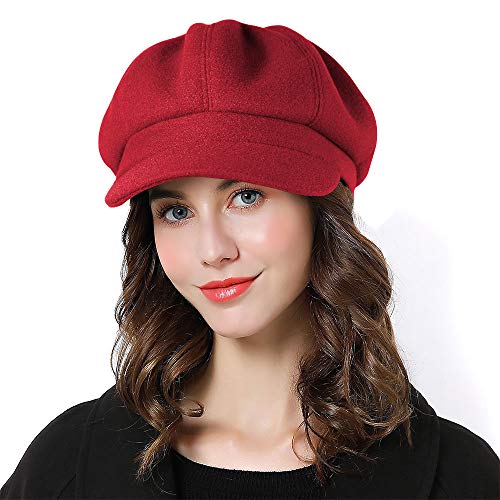 Sumolux Women Beret Newsboy Hat French Cap Classic Winter - color: Red