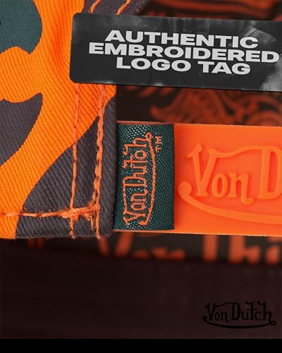 Von Dutch Unisex Cotton Canvas Baseball Cap, Curved Brim, Snapback - color: Orange