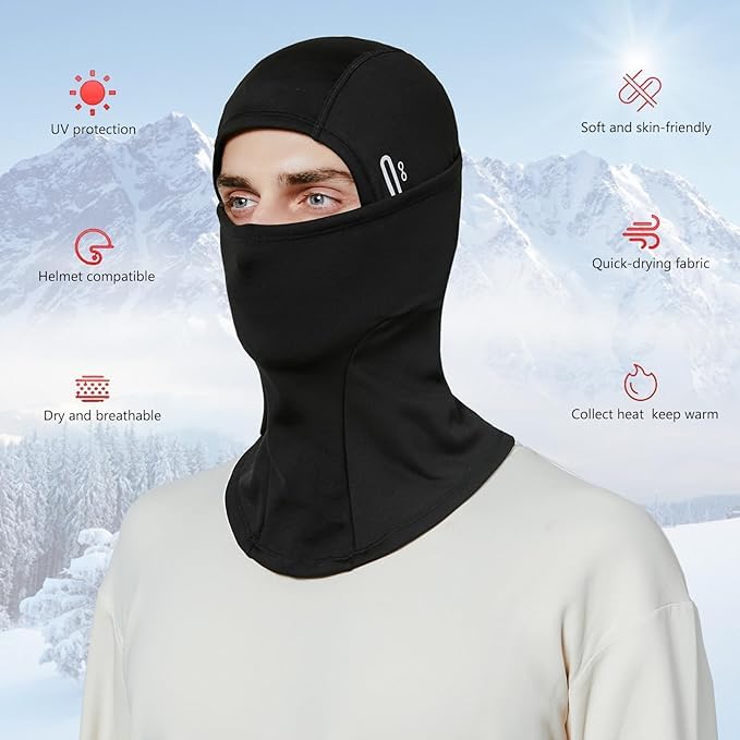 Balaclava Ski Mask, Warm Fleece Face Cover for Winter Cycling - color: Black Cashew