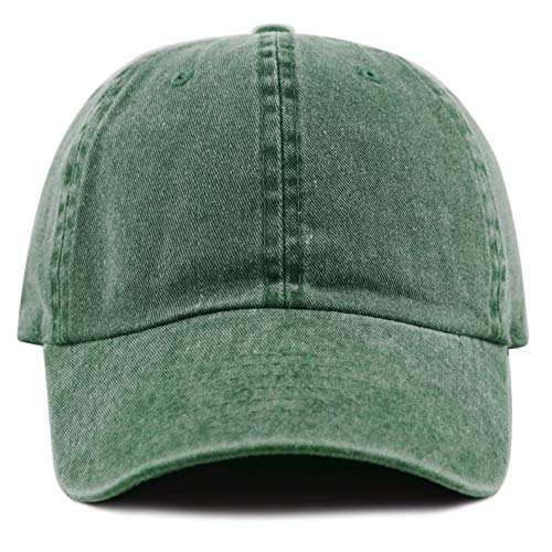 The Hat Depot 100% Cotton Pigment Dyed Low Profile Dad Hat Six Panel Cap - color: 1. Green