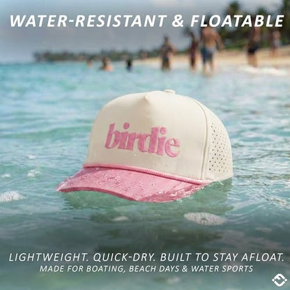 Funky Junque Golf Trucker Hat - color: Birdie - Pink/Beige