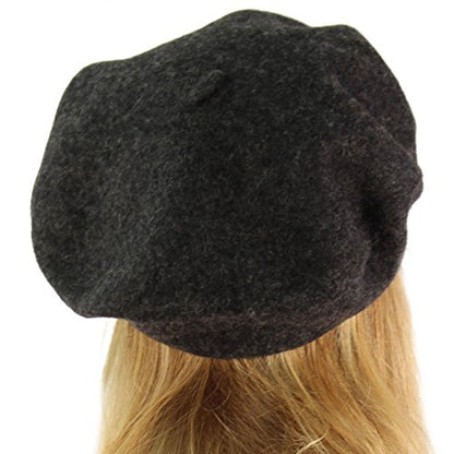 Classic Winter 100% Wool Warm French Art Basque Beret Tam Beanie Hat Cap - color: Charcoal