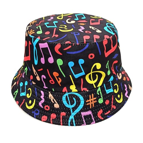 Summer Bucket hat, Love Pattern Sun hat, Packable Fisherman Outdoor Travel Hiking Beach Cap, one Size - color: Musical Notes