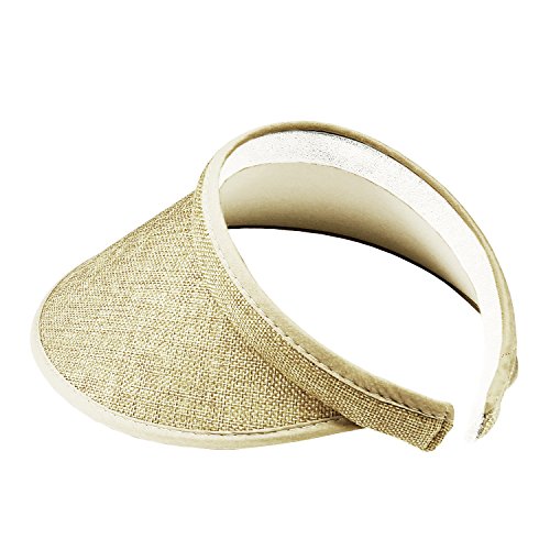 PRO.FASHION Women's Summer Sun UV Protection Visor Wide Brim Clip on Beach Pool Golf Cap Hat-Polyester - color: Brown-light Brown