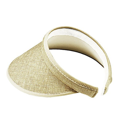 PRO.FASHION Women's Summer Sun UV Protection Visor Wide Brim Clip on Beach Pool Golf Cap Hat-Polyester - color: Brown-light Brown