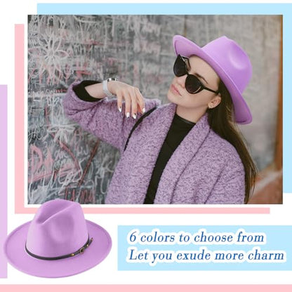 Hercicy 6 Pcs Fedora Hats for Women Men - color: Classic Color
