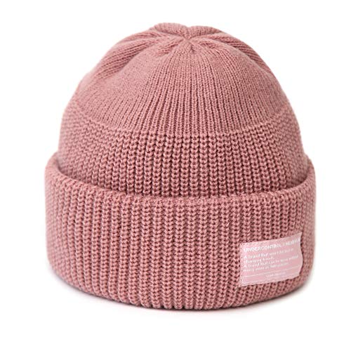 UNDERCONTROL Winter Trawler Fisherman Beanie Men Women Unisex Stylish Plain Docker Skull Hat Roll up Watch Cap Color Pack - color: Pink