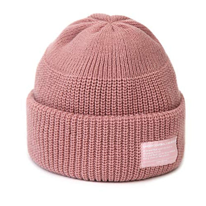 UNDERCONTROL Winter Trawler Fisherman Beanie Men Women Unisex Stylish Plain Docker Skull Hat Roll up Watch Cap Color Pack - color: Pink