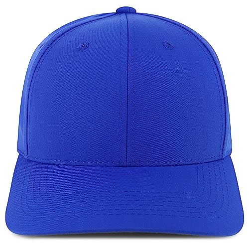 Trendy Apparel Shop Structured High Profile 6 Panel Curved Bill Snapback Baseball Cap - color: Royal