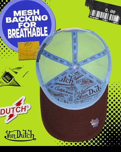 Von Dutch Unisex Americana Star Trucker Hat, Mesh Back, Snap-Back - color: Burgundy