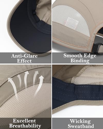 GADIEMKENSD Outdoor Running Hat Breathable Mesh 2PACK - color: Khaki, size: 6 7/8-7 1/4
