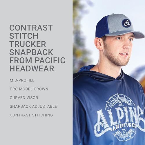 Pacific Headwear Contrast Stitch Trucker Snapback - color: Black/Graphite