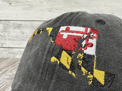 America State City Flag Hats - color: Maryland Flag (Washed Black)